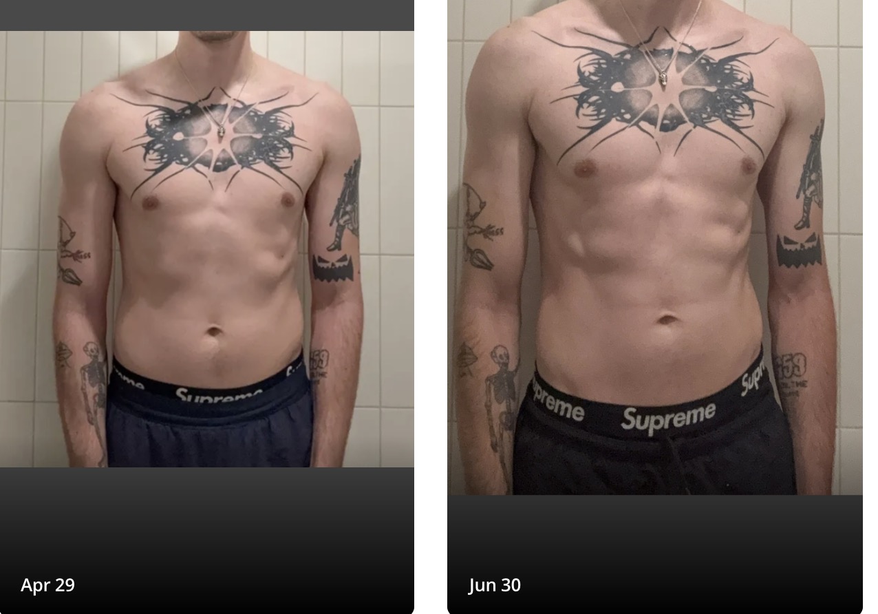 Aidan, Front before and after